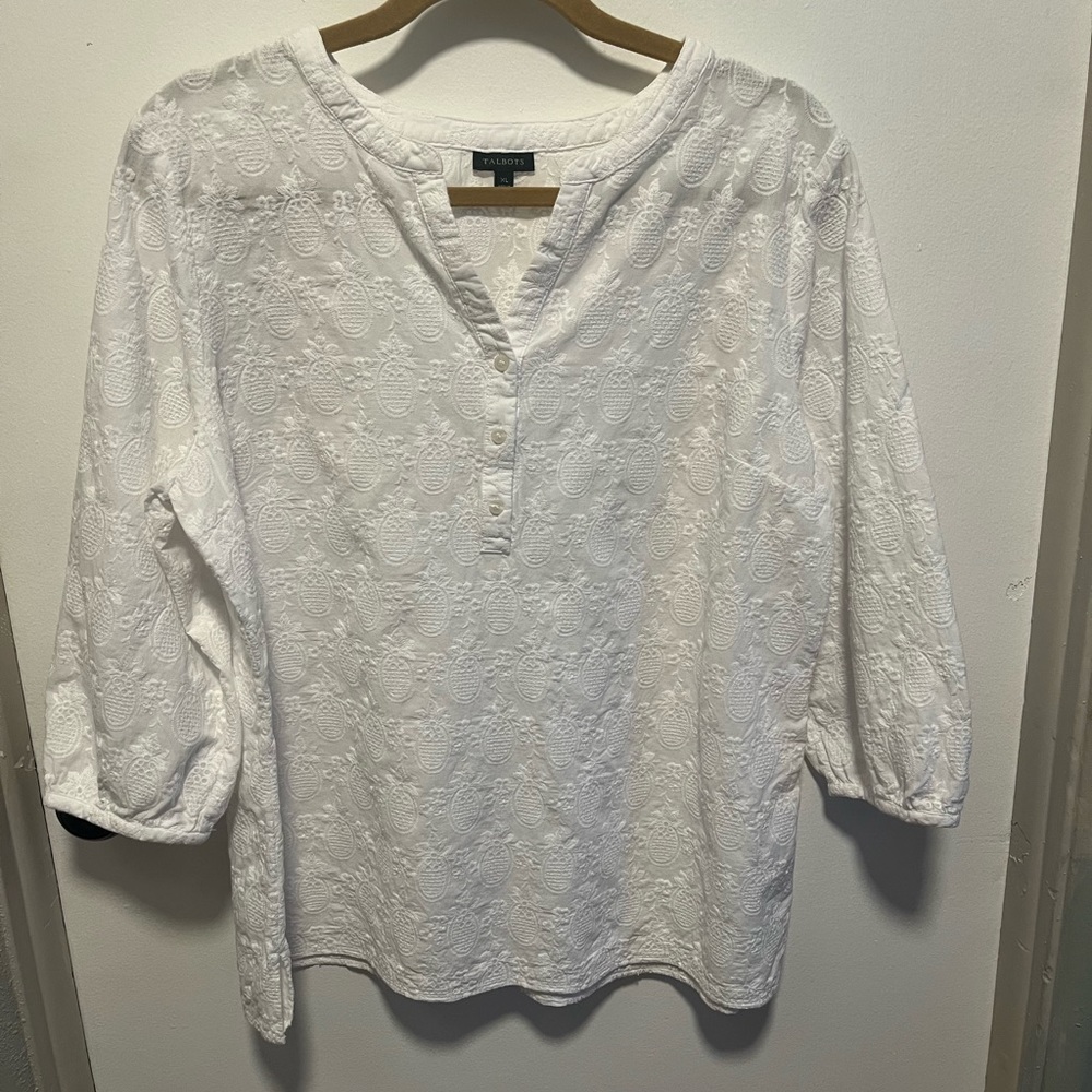 Talbots Cotton 3/4 Sleeve Blouse XL